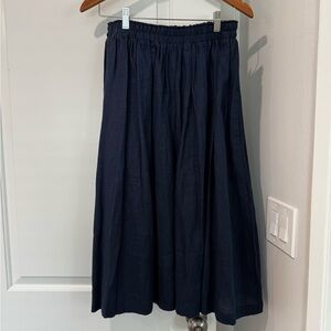 NWT Pyne & Smith Linen Navy Blue Midi Skirt, size small